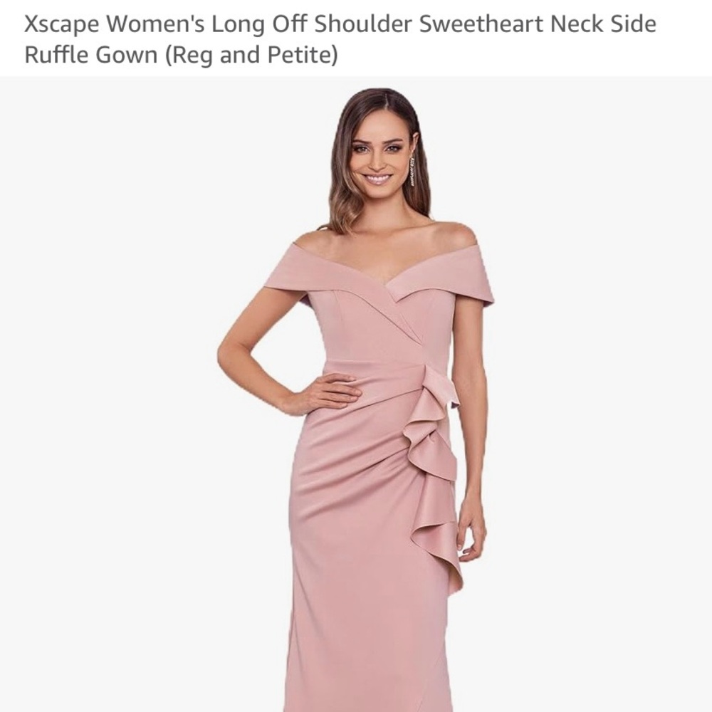 Pink Off Shoulder Ruffle Gown Mother-of-the-Bride Mother-of-the-Groom Formal
